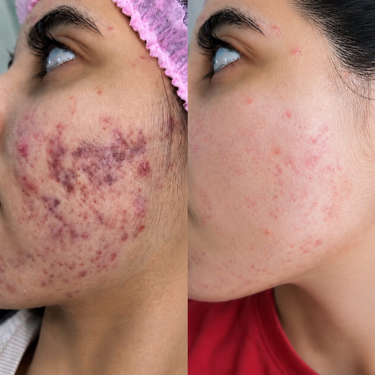 Antes e depois - tratamento de acne